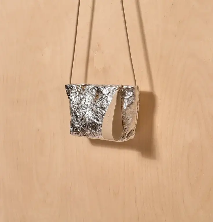 DANIELLA LEHAVI Vega Small Clutch, Wrinkled Silver,