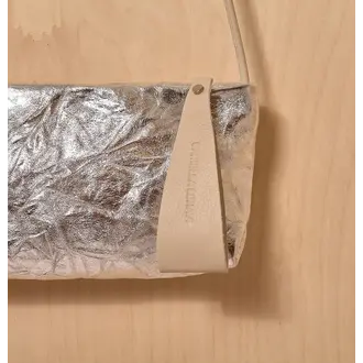 Vega Small Clutch, Wrinkled Silver