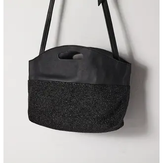 Ocean Maxi Clutch, Black Straw