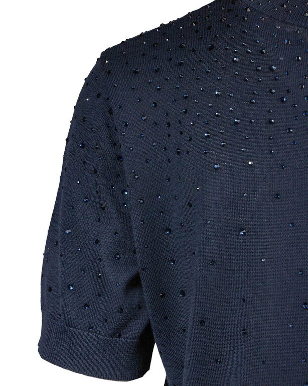 ELLIOTT LAUREN ELLIOTT LAUREN Elbow Sleeve Crystal Detail Sweater