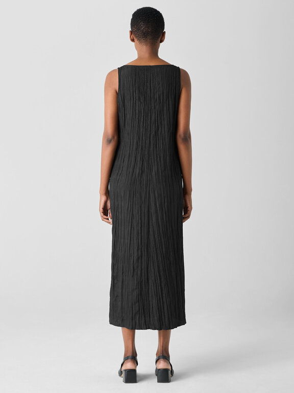 EILEEN FISHER EILEEN FISHER Crushed Silk V-Neck Full Length Dress
