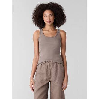 EILEEN FISHER Organic Cotton Stretch Rib Scoop Neck Slim Tank