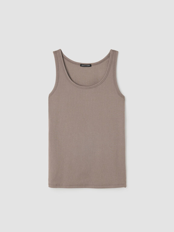 EILEEN FISHER EILEEN FISHER Organic Cotton Stretch Rib Scoop Neck Slim Tank