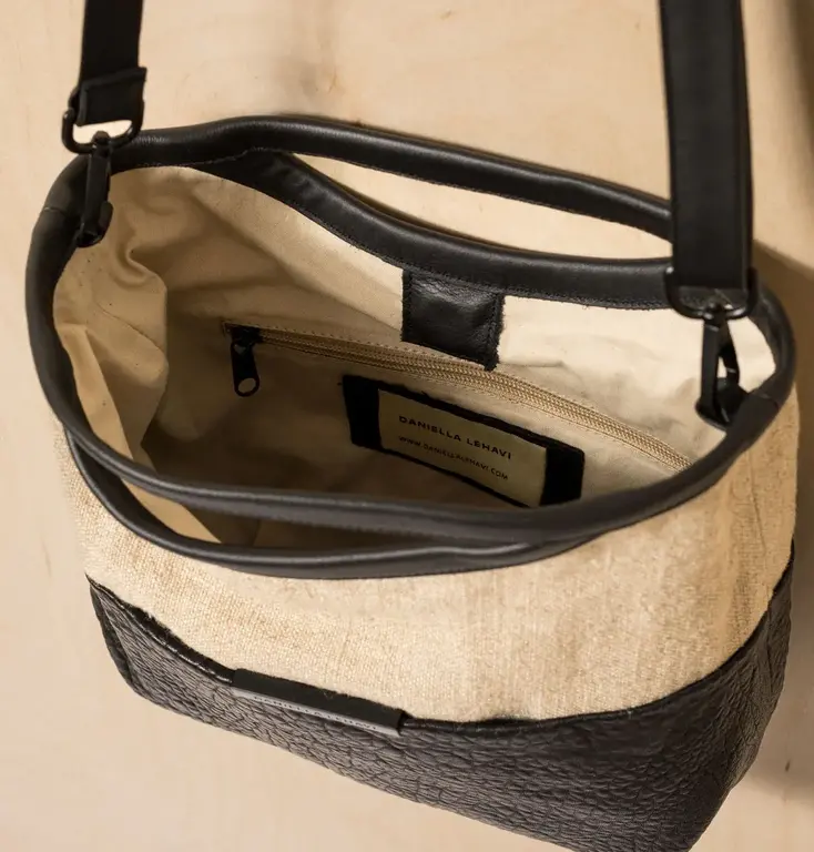 DANIELLA LEHAVI Sevilla Leather & Linen Bag