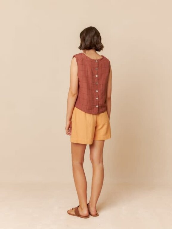 INDI&COLD INDI&COLD Check Linen Crop Top