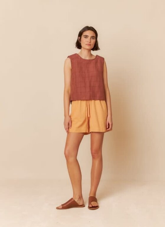 INDI&COLD INDI&COLD Check Linen Crop Top