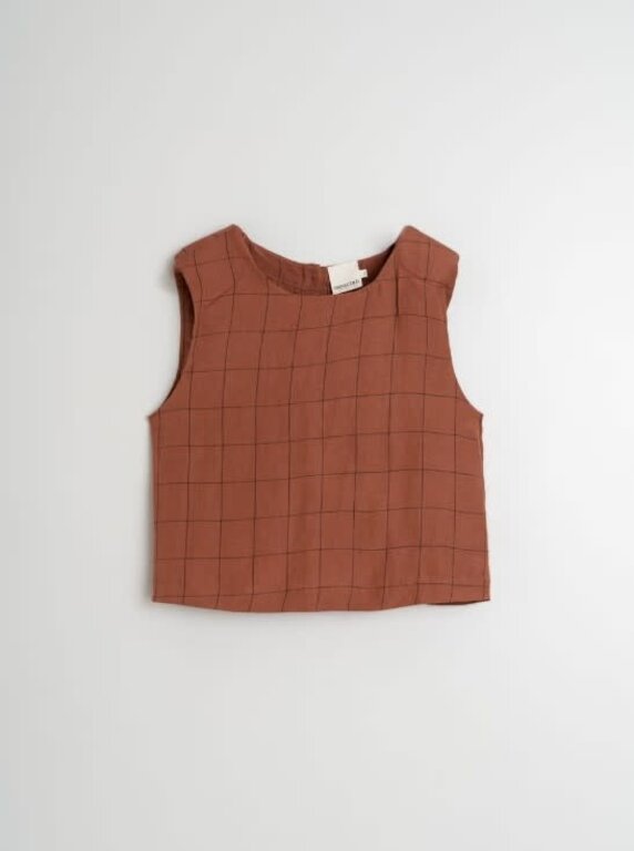 INDI&COLD INDI&COLD Check Linen Crop Top