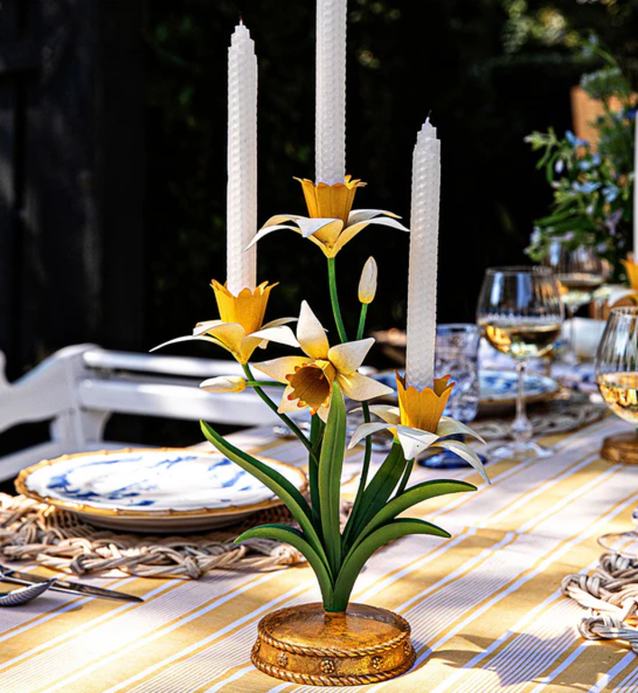 JULISKA JULISKA Meadow Walk Daffodil 14" Centerpiece Candelabra, Yellow