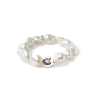 ANZIE Boheme  Baroque Pearl Stretch Bracelet with Sterling Silver & White Topaz Vintage Star Charm