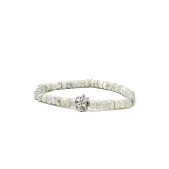 ANZIE Boheme White Silverite 6 mm Stretch Bracelet with Sterling Silver Dew Drop