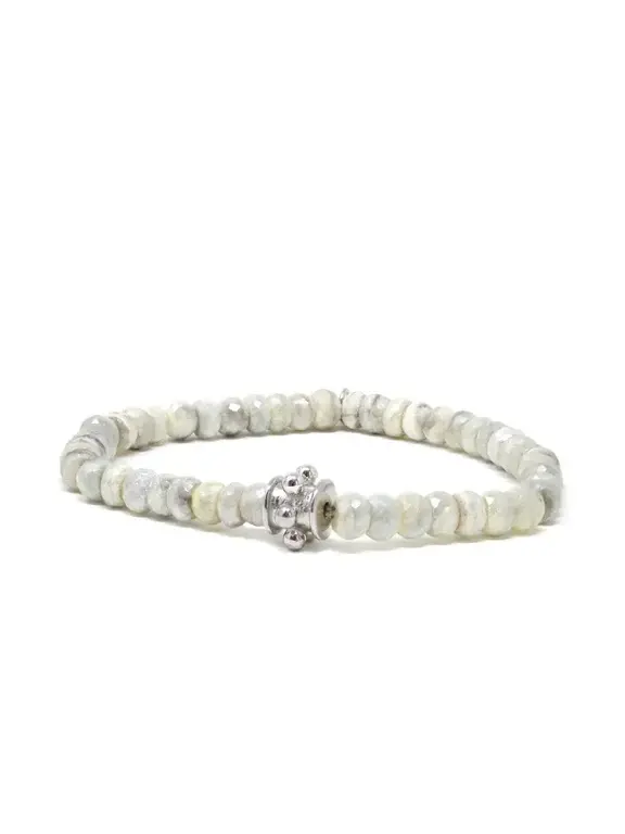 ANZIE ANZIE Boheme White Silverite 6 mm, Sterling Silver Dew Drop Stretch Bracelet