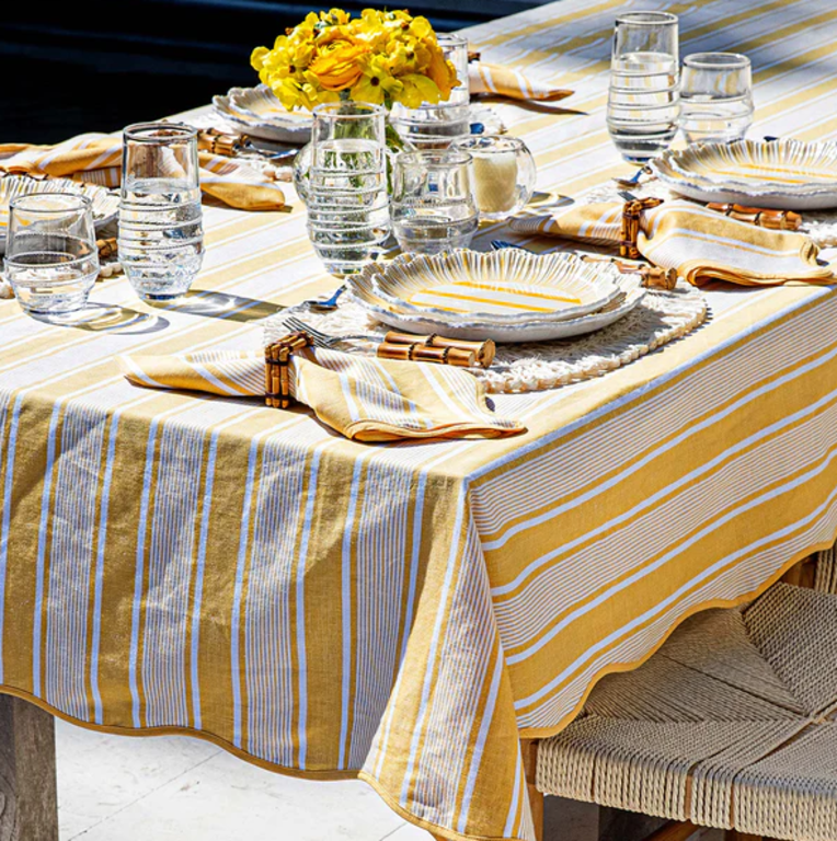 JULISKA JULISKA Cabana Stripe Tablecloth, 60" x 120" Tablecloth, Sunshine