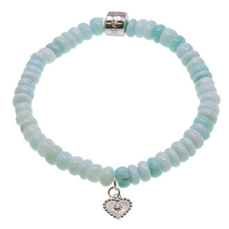 ANZIE Boheme Peruvian Opal Stretch Bracelet with Sterling Silver Heart Charm