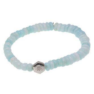 ANZIE Boheme Peruvian Opal Stretch Bracelet with Sterling Silver and Clear Topaz Starburst Charm