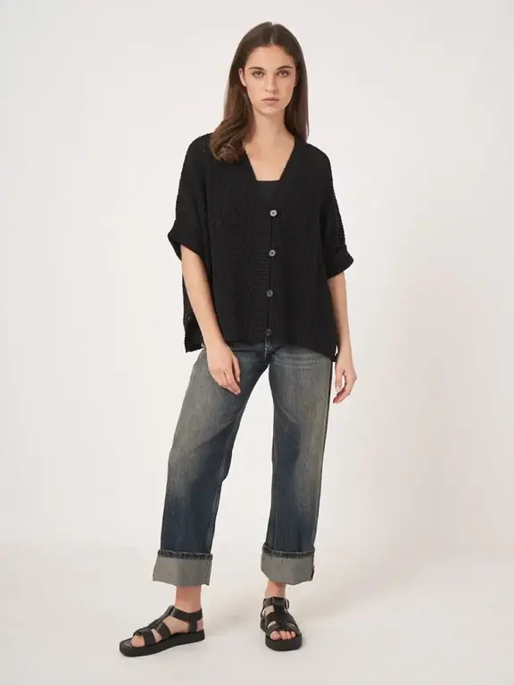 REPEAT REPEAT Oversized Crochet Cardigan