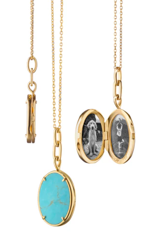 MONICA RICH KOSANN MONICA RICH KOSANN 18k Gold & Kingman Turquoise Slice Oval Locket