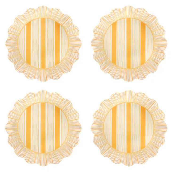 JULISKA JULISKA Cabana Stripe Melamine Dessert/Salad Plate, Set of 4, Sunshine