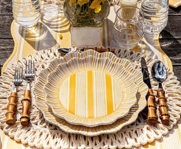 JULISKA JULISKA Cabana Stripe Melamine Dessert/Salad Plate, Set of 4, Sunshine