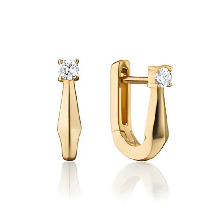 MONICA RICH KOSANN MONICA RICH KOSANN 18k Yellow Gold & Diamond Small "U" Hoop Earring