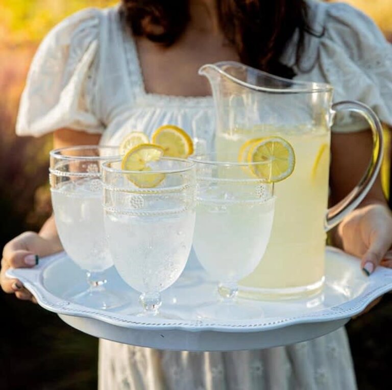 JULISKA JULISKA Al Fresco Berry & Thread 17" Handled Platter Melamine Whitewash