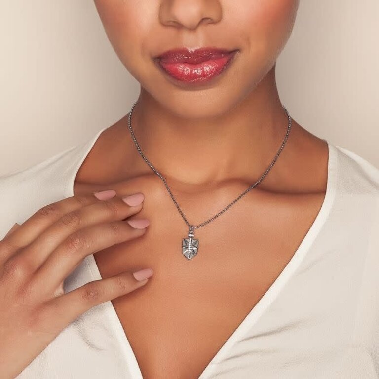 MONICA RICH KOSANN MONICA RICH KOSANN  Sterling Silver & White Sapphire Mini "Fearless" Sheild Charm