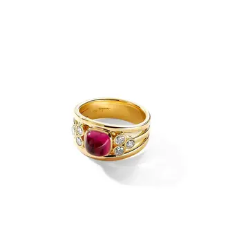 SYNA Cirra Quad Rubellite Band Ring with Diamonds