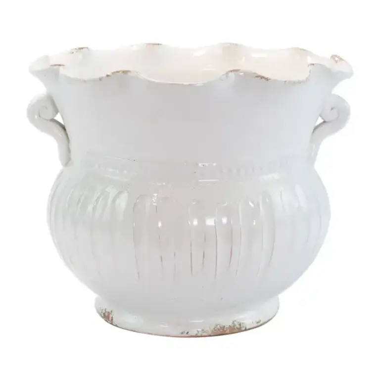 VIETRI VIETRI Rustic Garden White Large Scallop Planter