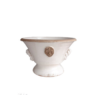 VIETRI Rustic Garden White Medium Planter with Emblem