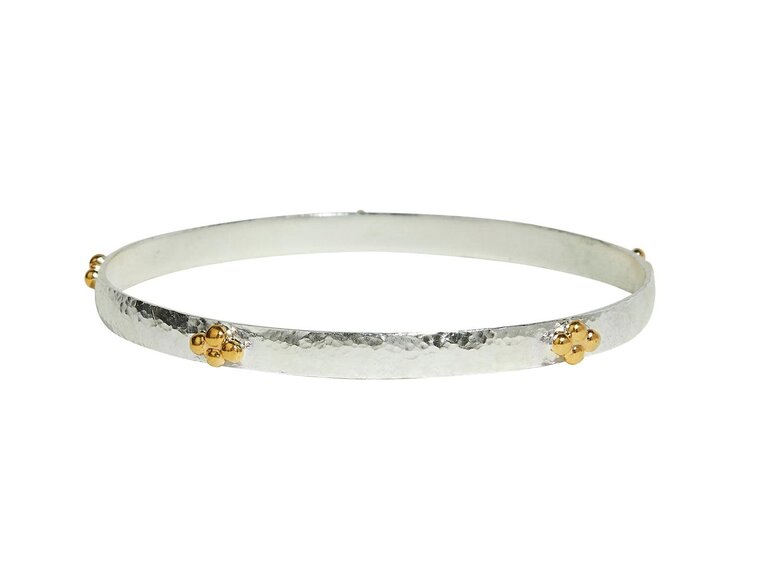 GURHAN GURHAN Sterling Silver Bangle Bracelet with 24k Gold Vermeil Accents
