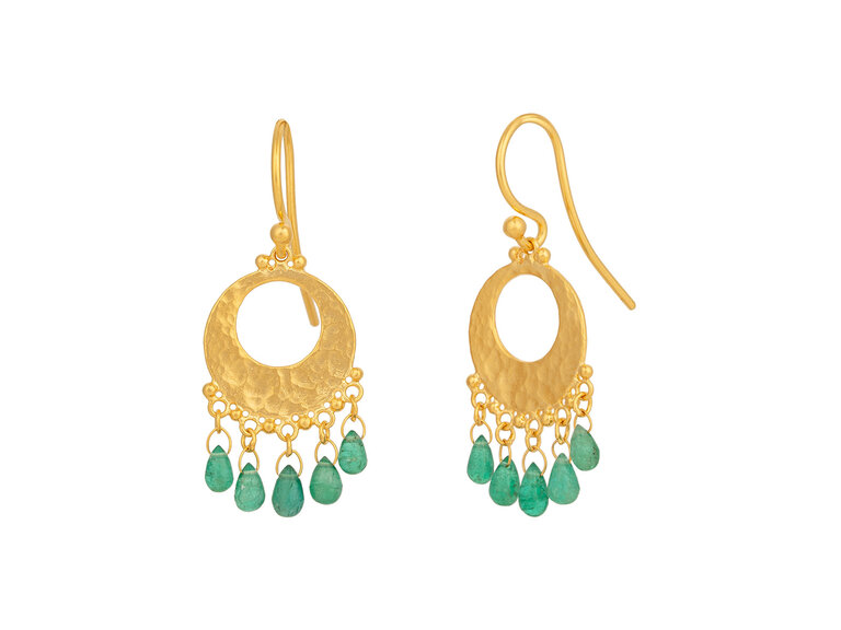 GURHAN GURHAN OOAK Cabochon Emerald Briolette  Earrings,