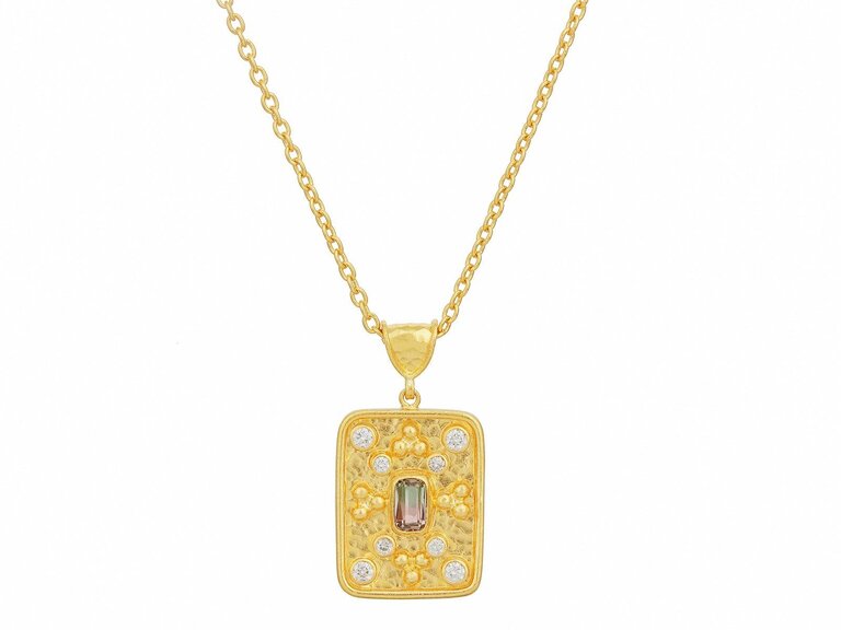 GURHAN GURHAN Medallion Tourmaline and Diamond Necklace