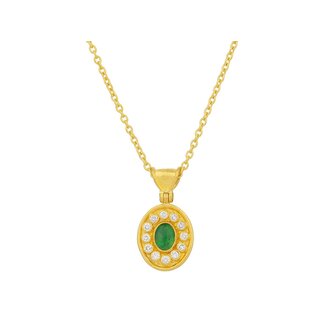 GURHAN Emerald and Diamond Oval Medallion Pendant