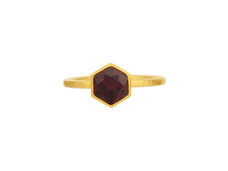 GURHAN GURHAN One of a Kind  Hexagon Pixel Cut Garnet Ring