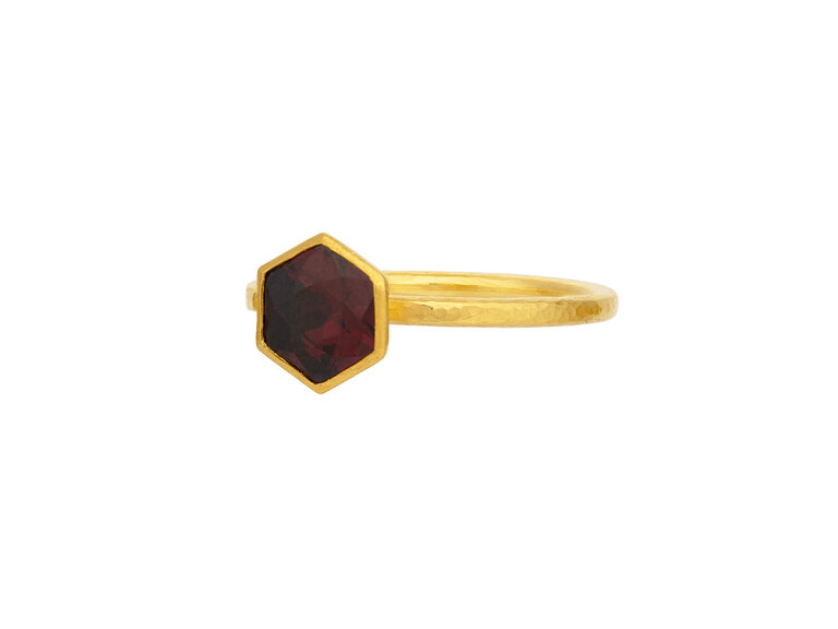 GURHAN GURHAN One of a Kind  Hexagon Pixel Cut Garnet Ring