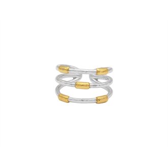 GURHAN Sterling Silver, 24k Gold Vermeil 3 Strand Geo Ring