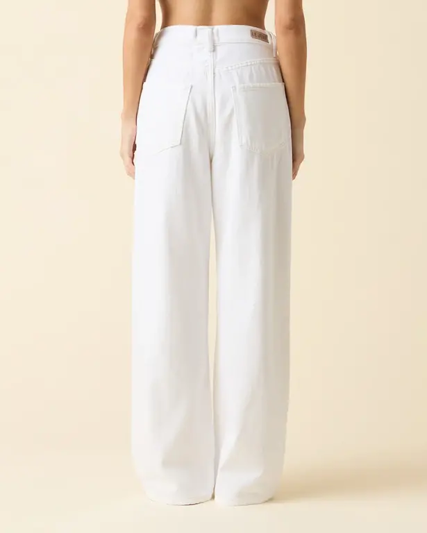 LE JEAN LE JEAN Luna Relaxed White Drawstring Jeans