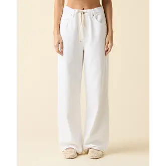 LE JEAN Luna Relaxed White Drawstring Jeans
