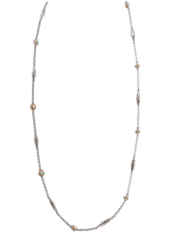 KONSTANTINO KONSTANTINO Sleeping Beauty Turquoise and White Pearl  Necklace