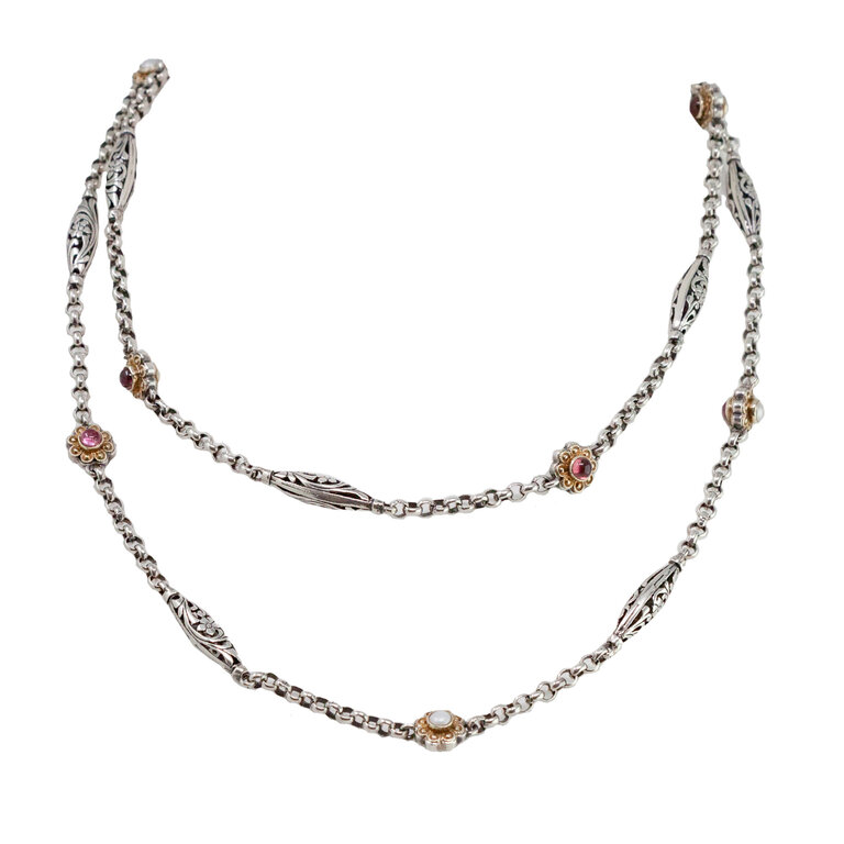 KONSTANTINO KONSTANTINO Pink Tourmaline and Pearl Necklace