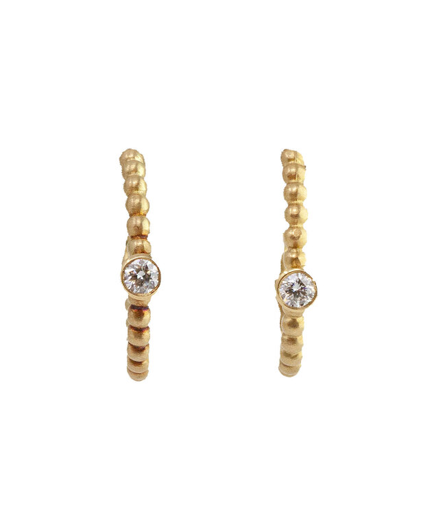 Suzy Landa SUZY LANDA Bead Diamond Hoop Earrings