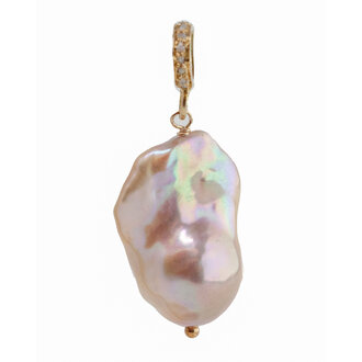 JMNYC DESIGNS Natural Baroque Pearl Pendant with Diamond Accent