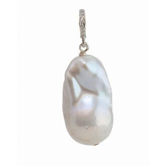 JMNYC DESIGNS Large Silver Grey Baroque Pearl Pendant