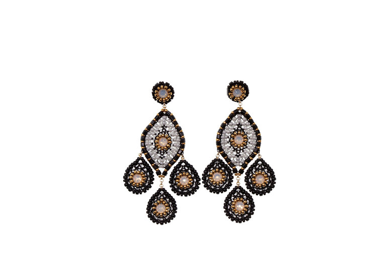 MIGUEL ASES MIGUEL ASES  Miyuki Beads and Crystal Drop Post Earrings