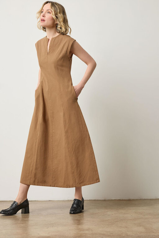 LILLA P LILLA P Twill Princess Seam Maxi Dress