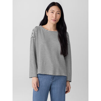 EILEEN FISHER Bateau Neck Bracelet Sleeve Top