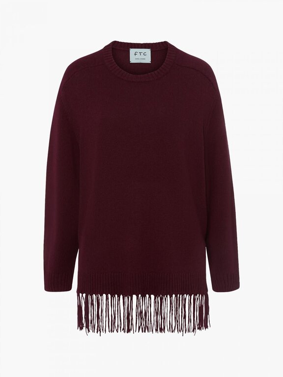 FTC FTC Crewneck Fringe  Pullover Cashmere Blend Sweater