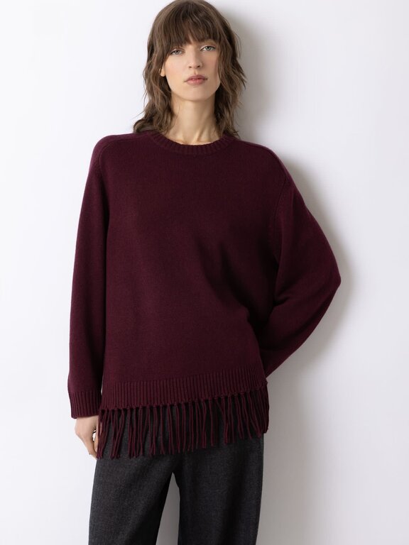 FTC FTC Crewneck Fringe  Pullover Cashmere Blend Sweater