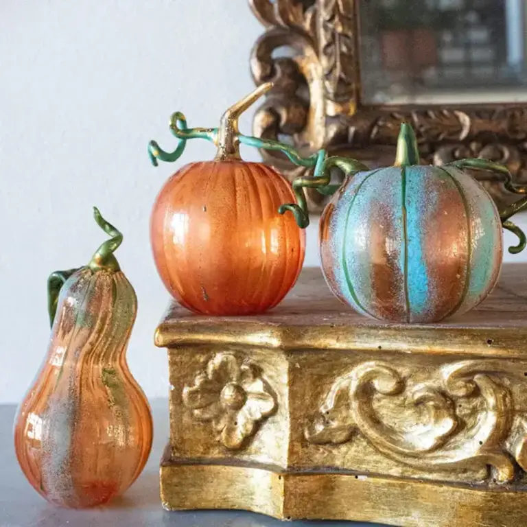 VIETRI VIETRI  Figural Blue Glass Pumpkin
