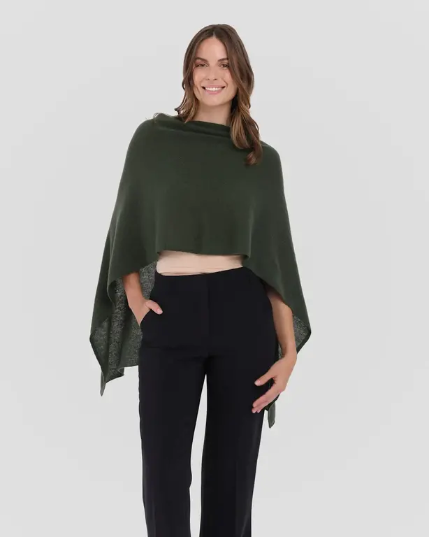 ALASHAN ALASHAN 100% Cashmere Topper, Army