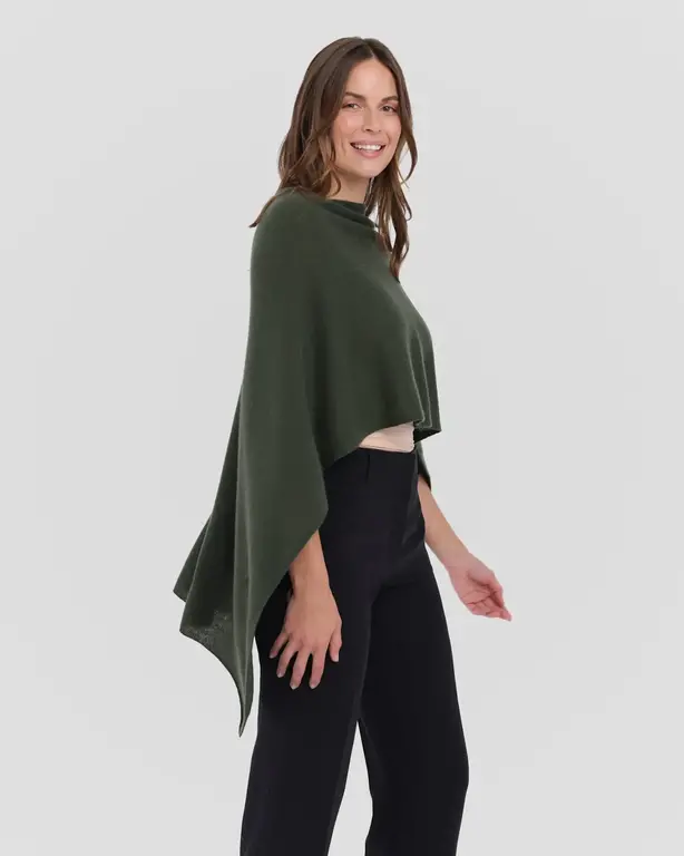 ALASHAN ALASHAN 100% Cashmere Topper, Army